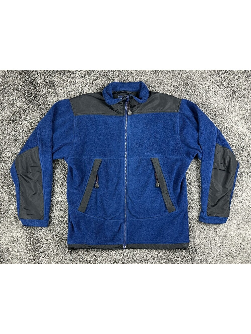 Vintage West Marine Fleece Jacket Mens L Blue Black Full Zip Sailing Denali Y2K